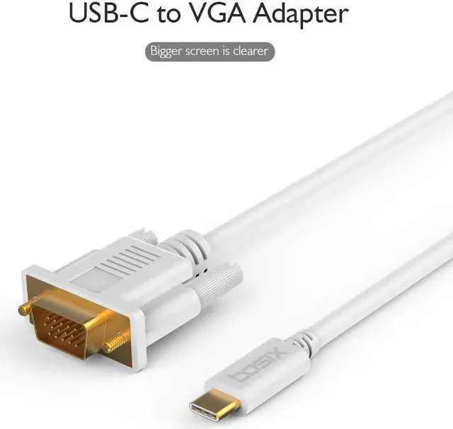 Alt view image 2 of 5 - USB C To VGA Cable 1080P Type C To VGA Converter Adapter Cable for Laptop UHD External Video Projector 1.8m