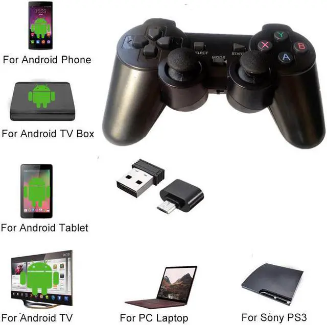 Alt view image 3 of 5 - 2.4G Wireless Game Controller Joystick With Micro USB OTG Adapter For Android TV Box For PC PS3 Gamepad