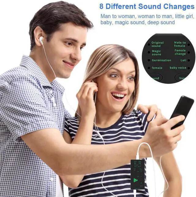 Alt view image 2 of 5 - 2020 New Voice Changer Mini Portable Voice Modulator with Adjustable Voice Functions Phone Computer Sound Card