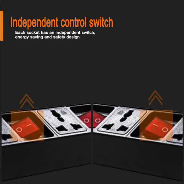 Alt view image 4 of 5 - 19in 1U Aluminium Alloy Network Cabinet Rack Power Strip EU UK US AU plug Universal 5 AC Outlet Independent Switch Distribution