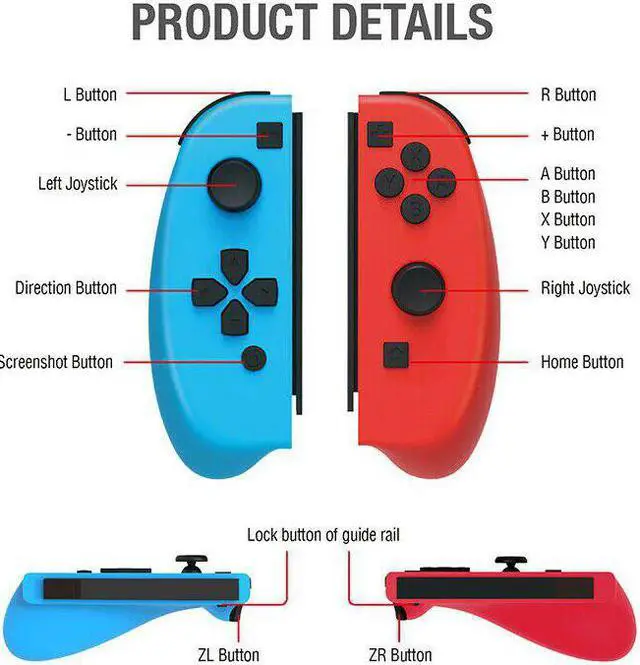 Alt view image 4 of 5 - 2pcs/set Game Controller Handle For Nintendo Switch Host Joy-Con Gamepad Console Joypad Gamepad Video Game USB Joystick Control
