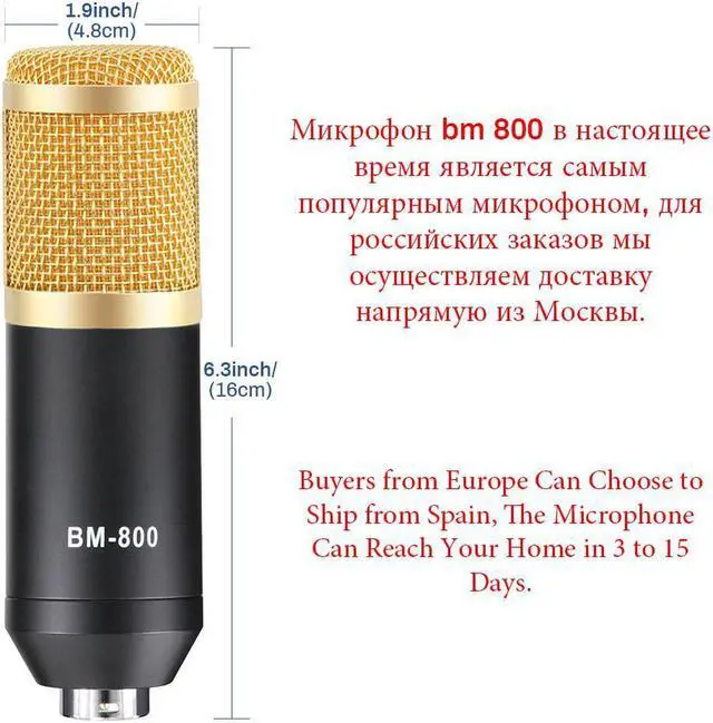 Alt view image 2 of 5 - Microphone Studio bm800 Condenser Microphone Bundle Recording Sound Card Voice Changer Phantom Power Kits For Computer