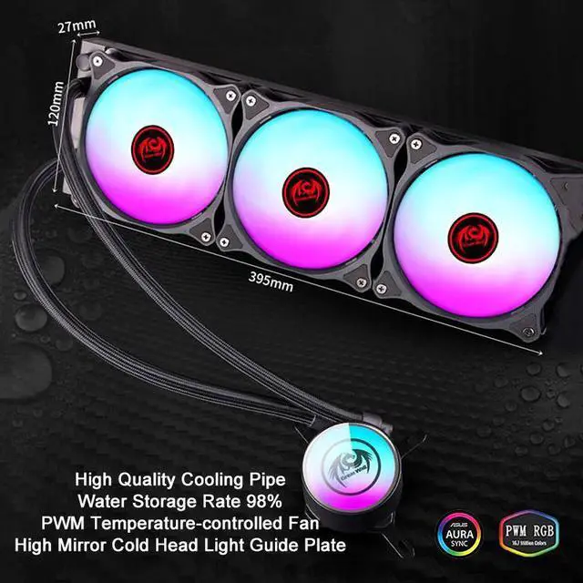 Alt view image 5 of 5 - CPU Water Cooler RGB PC Aura Sync 12cm Fan Radiator for LGA 1150 1151 2011 2066 775 AM3+ AM4 ARGB CPU Liquid Cooling