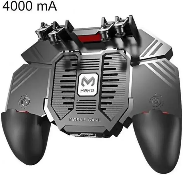 Alt view image 4 of 5 - Mobile Game Controller Gamepad With NEW AK77 Phone Cooler Fan Game Controller Grip 6 Finger TriggerJoystick For PUBG