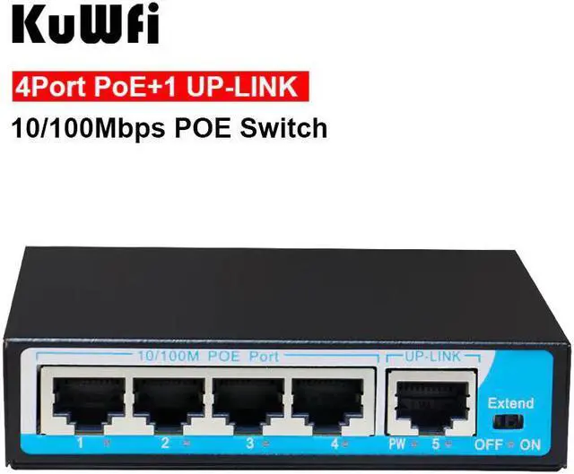 Main image of 10/100Mbps Mini 4 POE Port+1 Uplink POE Switch Fast Ethernet Network Switch Full/Half duplex exchange AC Power Adapter