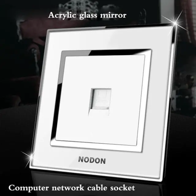 Main image of glass mirror switch broadband network socket panel 1Gang computer network cable socket