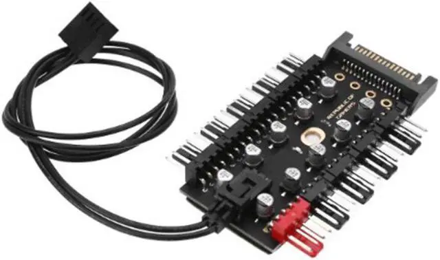 Alt view image 3 of 5 - 1 to 10 4Pin Cooling Fans Hub Splitter Cable 12V PWM LED Sata Power Suppply Adapter Speed Controller For Computer