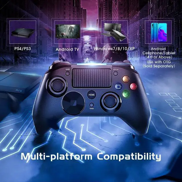 Alt view image 2 of 5 - PS4 Game Controller USB Wired Gamepad Multiple Joystick Vibration Handle 2M Cable Gamepad for iPhone iPad PC for PS4/PS3
