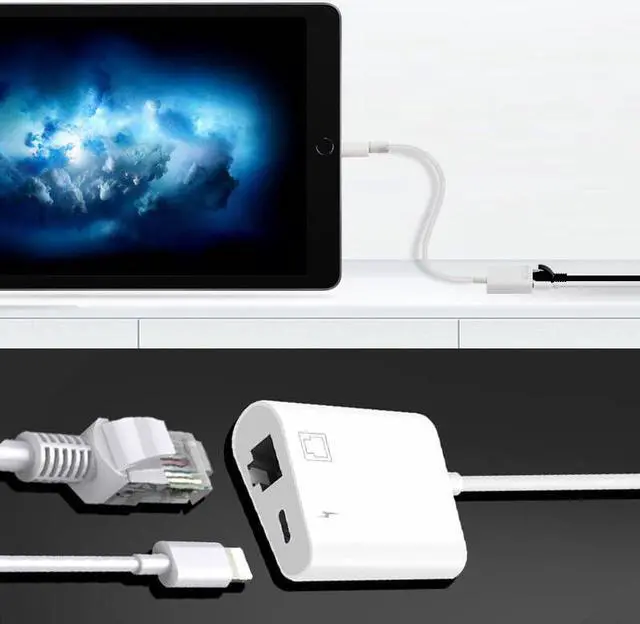 Alt view image 4 of 5 - Lightn-ing To Ethernet Function Adapter For iPhone iPad iPod Touch Device Switch To Wired Network Fast Charging Converter