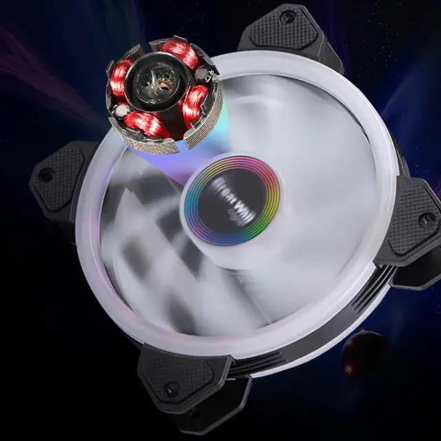 Alt view image 3 of 5 - PC Case Cooler Fan Kit 120mm Quiet Computer Case RGB Cooling Fans PC Controller 16 Adjust LED 12V CPU Cooler Fan RGB