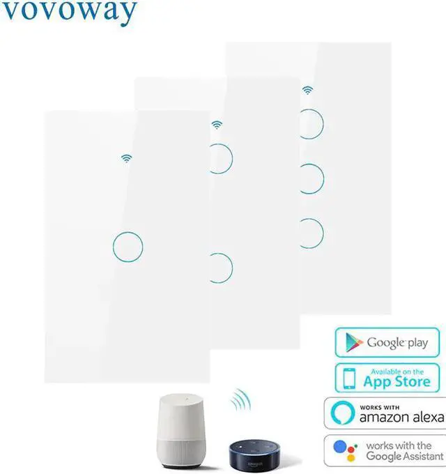 Alt view image 5 of 5 - Smart touch switch US standard light switch 1gang2gang3gangWiFi network APP Smart remote control wall sticker installation