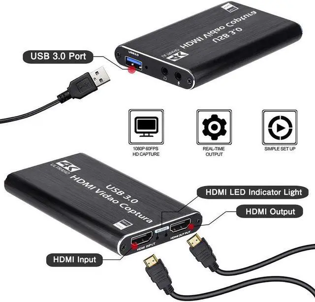 Alt view image 5 of 5 - Game Capture Card for PS4 Game Console USB 3.0 1080P placa de video Streaming Live Broadcasts TV Box Recording