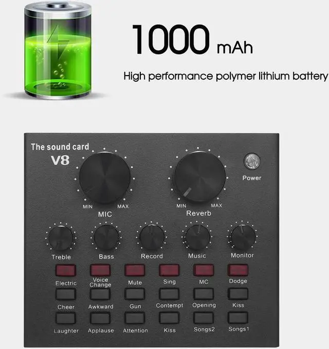 Alt view image 5 of 5 - Mobile Phone Sound Card Bluetooth Microphone Live USB External Sound Card DSP Chip 12 Sound Effects for Phone Computer PC