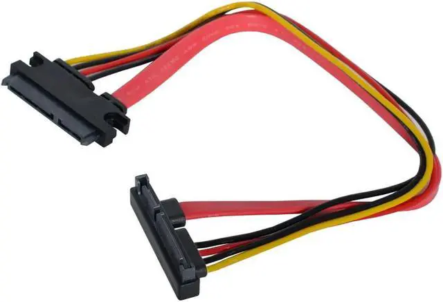 Alt view image 2 of 5 - Down Angled SATA III 3.0 7+15 22 Pin SATA Male to Female Data Power Extension Cable 30cm