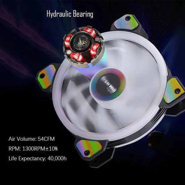 Alt view image 4 of 5 - PC Case Fan Cooler 120mm 4pin LED Cooling Fans for Computer Silent Heatsink 12V Dual Halo Air Cooler Fan RGB Cooling