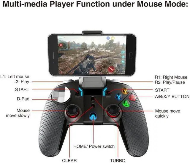 Alt view image 5 of 5 - 9099 Wireless Bluetooth Game Controller Gamepad Vibration Telescopic Joystick for Android iOS Phone Windows PC TV Box