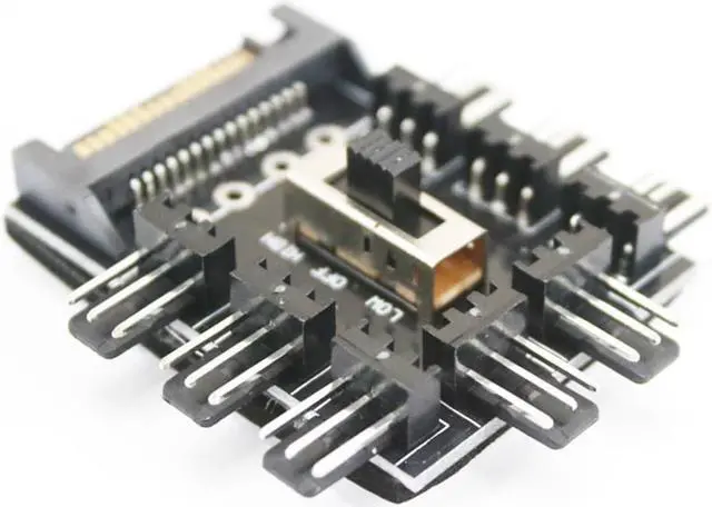 Alt view image 2 of 5 - Cooler Cooling Fan Hub Practical Multi-functional Classic PC SATA 1 to 8 3Pin 12V Power Socket PCB Adapter