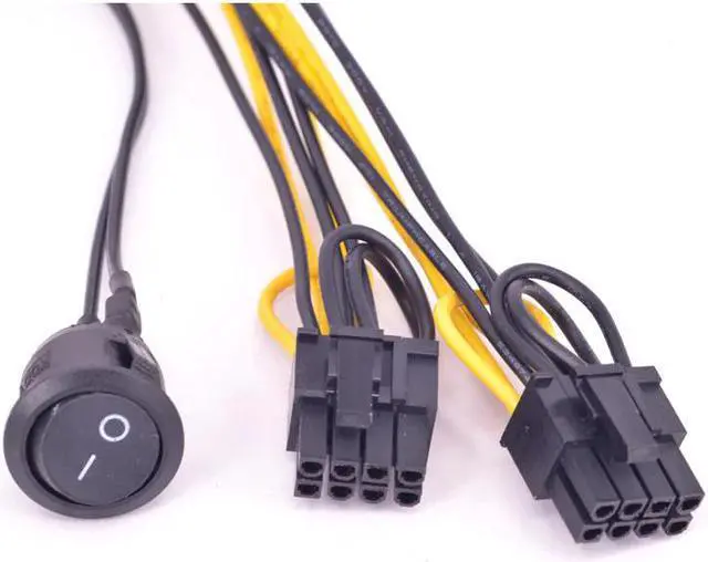 Alt view image 5 of 5 - ATX Power 24Pin to 2 Ports 6+2 Pin 8 Pin with On Off Switch cable PCIe 6Pin 8pin Male to 24 Pin Female Power Supply Cable