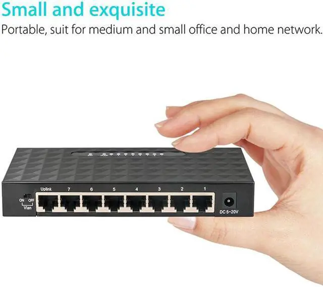 Alt view image 5 of 5 - 8 Port Gigabit Switch Network Ethernet Hub Adapter Full or Half Duplex Ex Ch Ange