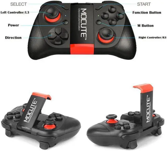 Alt view image 4 of 5 - 050/054/053 Bluetooth VR Gamepad Android Joystick Controller Selfie Remote Control Shutter for PC Smart Phone+ Holder