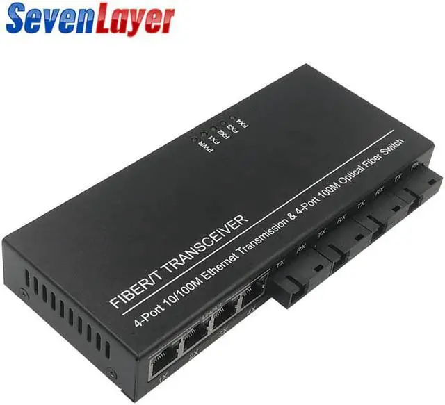 Alt view image 4 of 5 - Fiber switch 4 RJ45 4 SC Optical Media Converter Single Mode fiber Port 10/100M