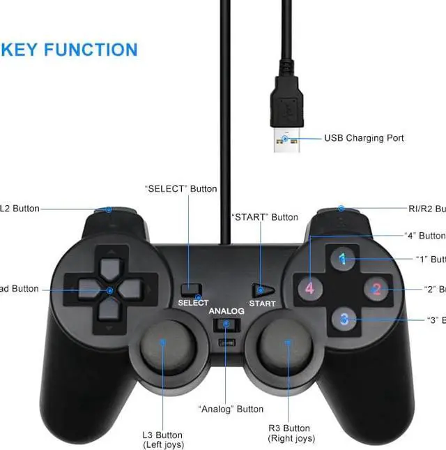 Alt view image 3 of 5 - USB PC Controller For PC Computer Laptop For WinXP/7/8/10 For Vista Black Gamepad Game Joystick Gameing Joypad