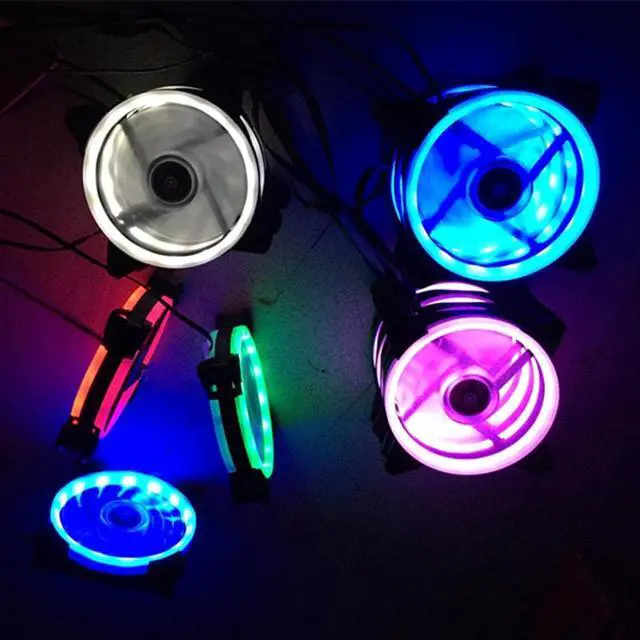 Alt view image 3 of 5 - Case Fan Cooling Fans 120mm 3pin Colorful Blue Red Fluid Bearing LED Computer Cooling Fan Radiator Heatsink