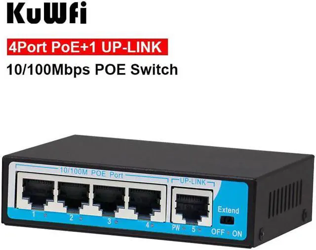 Alt view image 5 of 5 - 10/100Mbps Mini 4 POE Port+1 Uplink POE Switch Fast Ethernet Network Switch Full/Half duplex exchange AC Power Adapter