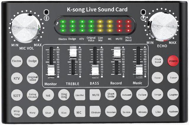 Alt view image 3 of 5 - External Sound Card Audio Interface DJ Sound Mixer for Computer Bluetooth Voice Changer  Podcast Sound Mixing Console