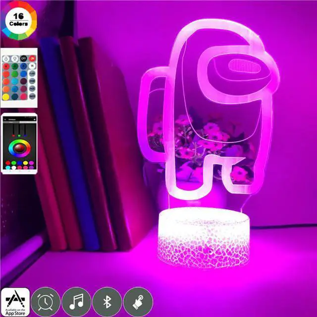 Alt view image 4 of 5 - Friends Game Among us Night Light lamp 16 Colors 3D Home Decor Atmosphere Bedside Night Lamps Kids Gift Led Remote control