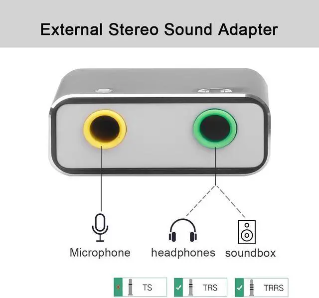 Alt view image 2 of 5 - USB Sound Card Type C / USB to 3.5mm Jack USB Audio Adapter Earphone Micphone for Macbook Computer Laptop PC