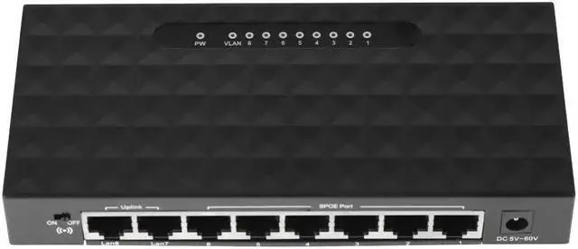 Alt view image 4 of 5 - 8 Port 10/100 Mbps POE Ethernet Network Switch Lan Hub Ethernet Smart Switcher Support 6-55V Power Supply