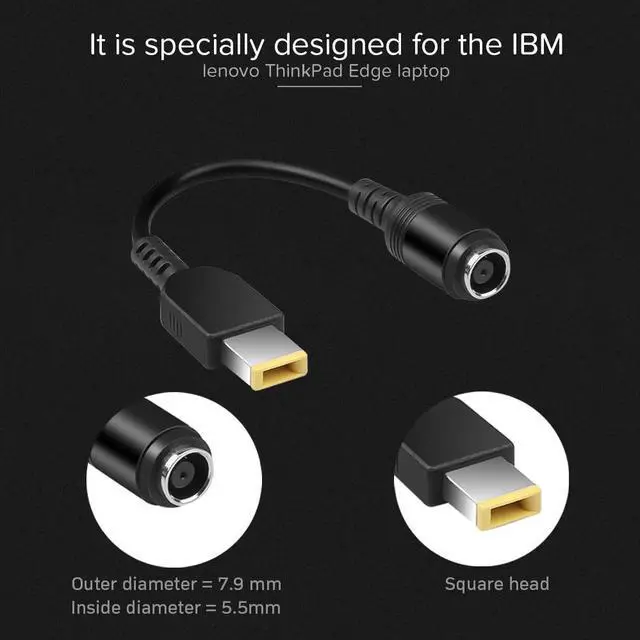 Alt view image 3 of 5 - 7.9*5.5mm Round Jack To Square End Adapter Pigtail Female Interface Power Converter Cable For IBM For  Thinkpad Ultrabook