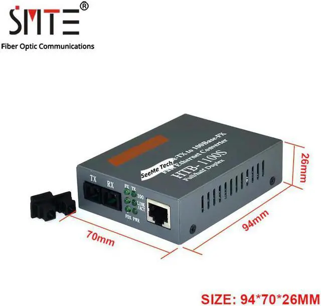 Alt view image 5 of 5 - Media Converter HTB-1100S 25km 10/100Mbps RJ45 Single Mode Duplex Fiber TX RX SC 1550nm