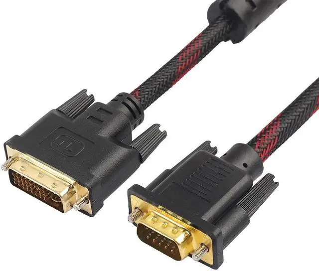 Alt view image 4 of 5 - 1.4m DVI Male to VGA Male DVI-I Cable 24 + 5 VGA Turn Cable Connector Cable to DVI-I to VGA Video for HDTV DVD Notebook