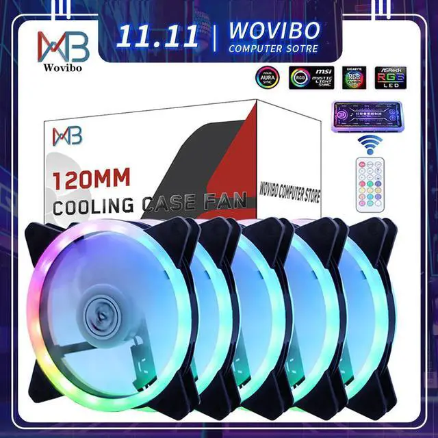 Main image of 120mm Computer Cooling Fan PC RGB Case Fan Cooler Adjustable PWM RGB Led 12V Mute PC Case Fans 6Pin Interface Synchronization