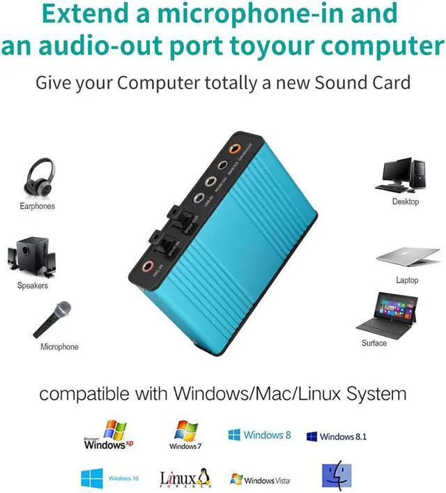 Alt view image 3 of 7 - Sound Card USB Audio Interface External 3.5mm Microphone Audio Adapter Soundcard for Laptop PS4 Headset USB Sound Card