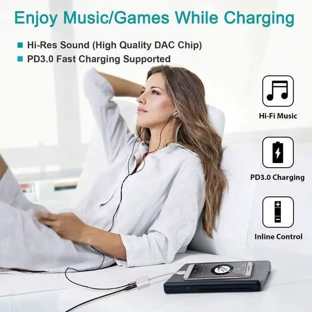 Alt view image 3 of 5 - Type C Sound Card Audio Adapter Type-C to 3.5mm Jack Earphone Audio Converter Cable for  for Phone Macbook PC Laptop