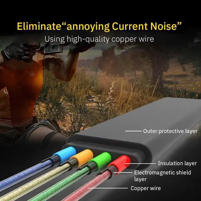 Alt view image 2 of 5 - External Sound Card Virtual 7.1CH USB Sound Card Volume Adjustable 3-Port Output For Windows/Mac/Linux Game Headphone