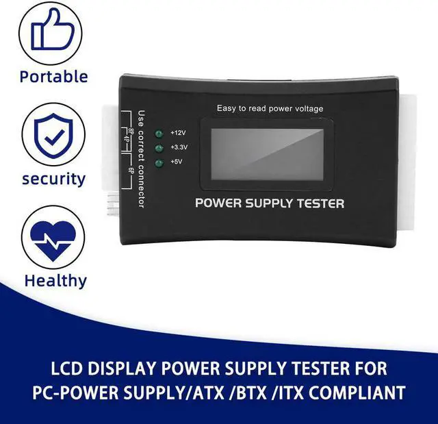 Alt view image 2 of 5 - PC Power Supply Tester Checker 20/24 Pin SATA HDD ATX BTX Meter LCD Hot Sale Drop Shipping Power Cable Stock