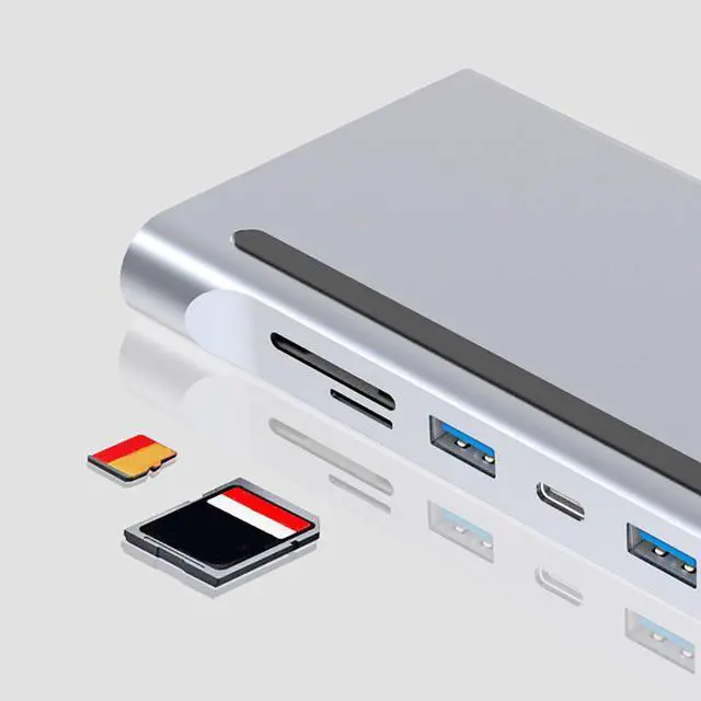 Alt view image 5 of 5 - 12 in 1 Type-c to Dual /VGA/USB 3.0 Hub/PD/RJ/Micro-SD/TF Card Dock Adapter High Resolution Multifunctional Cable Hub
