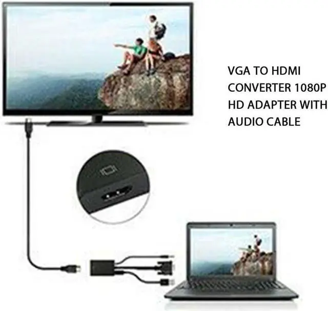 Alt view image 3 of 5 - 2020 New VGA To HDMI Converter 1080P Hd Adapter With Audio Cable Plug And Play Design Supports Up To 1080P Hd Resolution