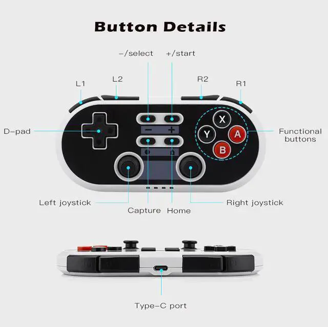 Alt view image 5 of 5 - Bluetooth Wireless NS Switch Controller For Switch Game Machine PS3, Android, PC Gamepad