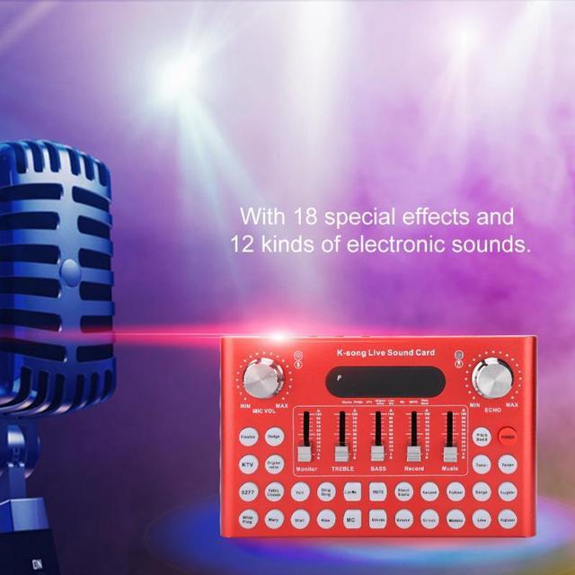 Alt view image 4 of 5 - External Sound Card Audio Interface DJ Sound Mixer for Computer Bluetooth Voice Changer  Podcast Sound Mixing Console