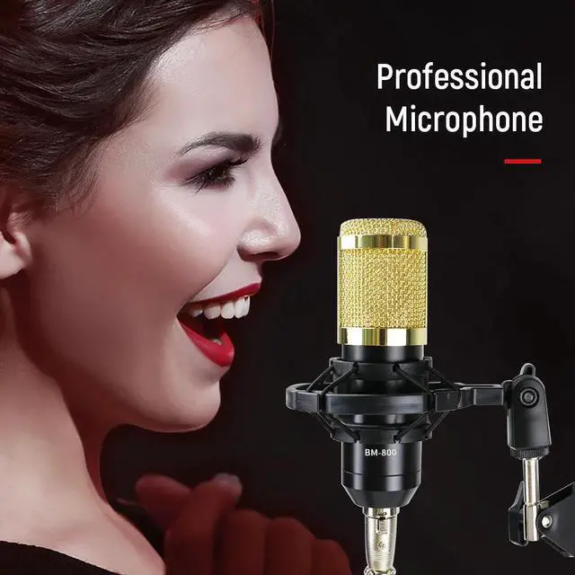 Alt view image 3 of 5 - Recording Studio bm 800 Microphone Sound Card Voice Changer bm800 Condenser Microphone for PC Computer /with Stand