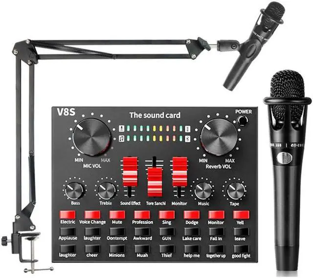 Alt view image 2 of 5 - Sound Card Voice Changer o DJ Mixer for Phone Computer Game iPad Karaoke Broadcast Recording Mic Sound Card Set