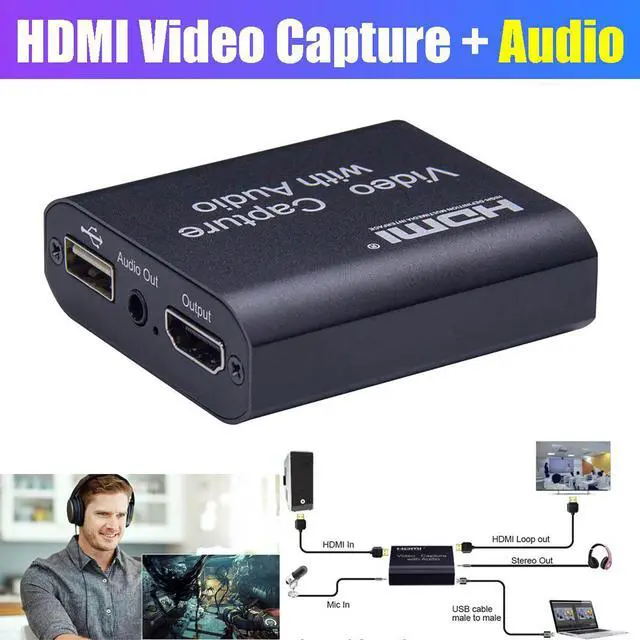 Main image of 1080P 4K HDMI Video Capture Device HDMI To USB 2.0 Video Capture Card Dongle Game Record Live Streaming Broadcast Local Loop Out