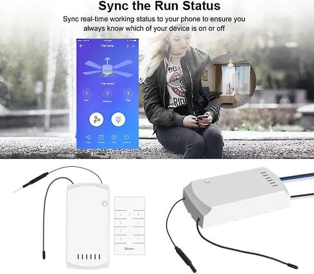 Alt view image 5 of 5 - iFan03 Wifi Smart Fan Switch Ceiling Fan Light Controller 433 RF APP Voice Remote Control Adjust Speed Smart Home Module