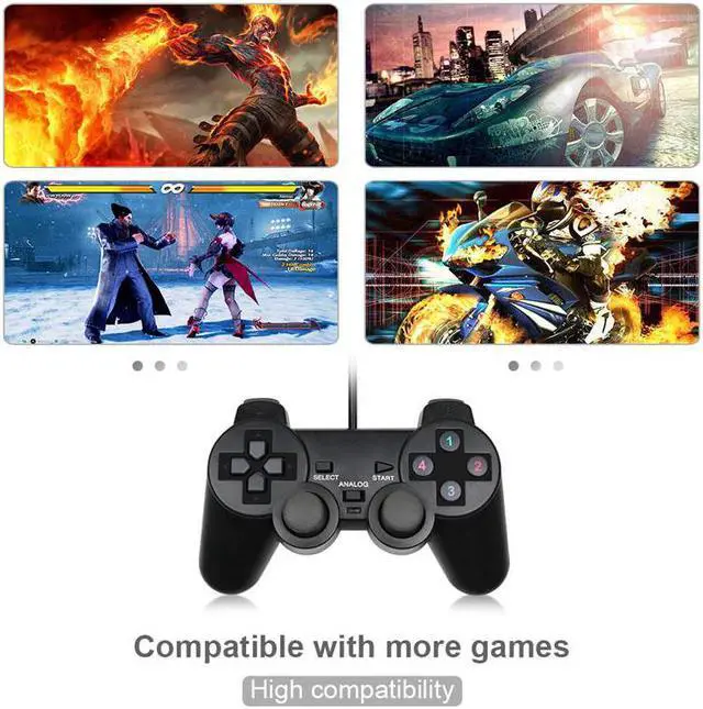 Alt view image 4 of 5 - USB Controller Gamepad For WinXP/Win7/Win8/Win10 For PC Computer Laptop Black Game Joystick