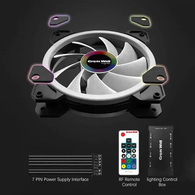 Alt view image 3 of 5 - PC Case Cooler Fan 120mm RGB Mute Adjustable LED 12V With RF Remote Controller Cooler Fan RGB Computer Cooling Fan